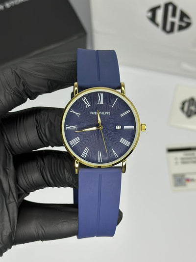 Patek Philippe Calatrava – Navy Blue & Gold Edition with Rubber Strap