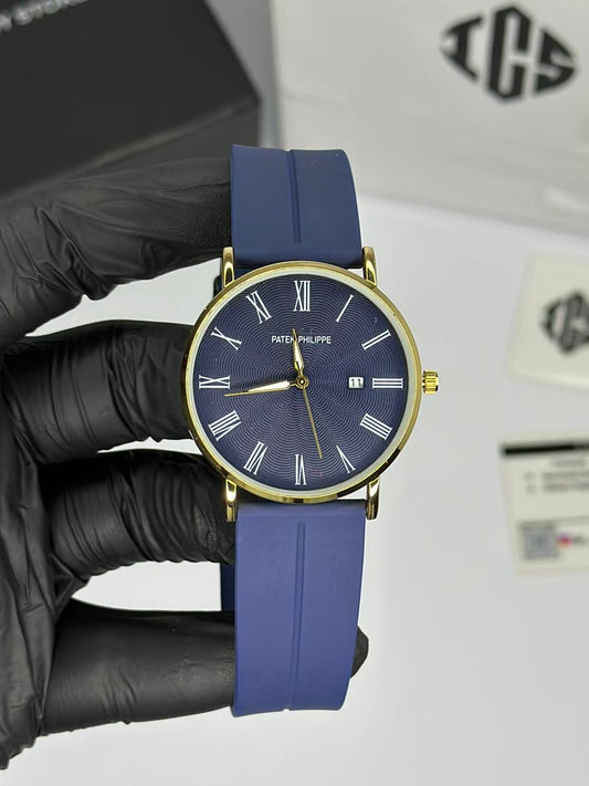 Patek Philippe Calatrava – Navy Blue & Gold Edition with Rubber Strap