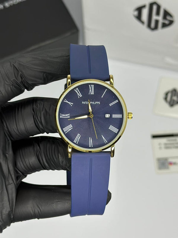 Patek Philippe Calatrava – Navy Blue & Gold Edition with Rubber Strap