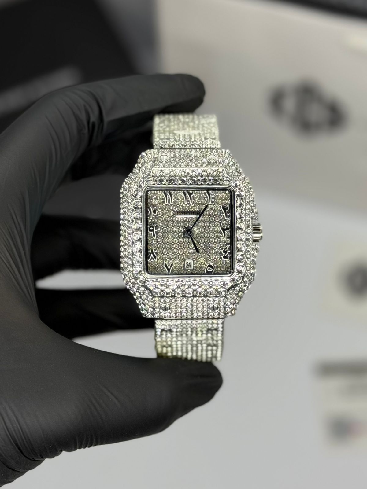 Cartier Santos Iced Out – Arabic Dial Edition