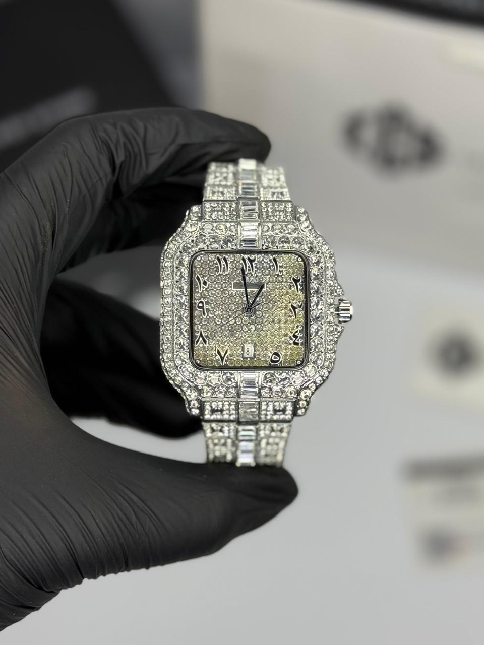Cartier Santos Iced Out – Arabic Dial Edition