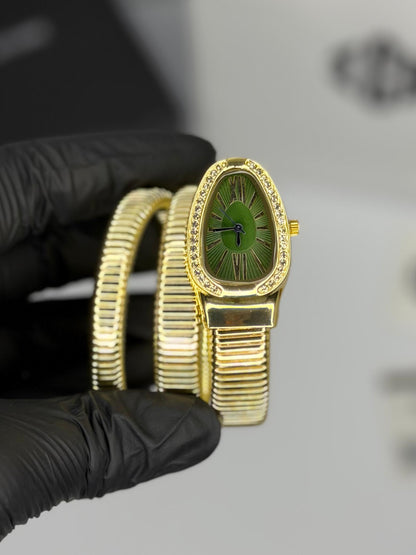 Serpenti Coil Snake Watch — Two-Tone Diamond Bezel Edition
