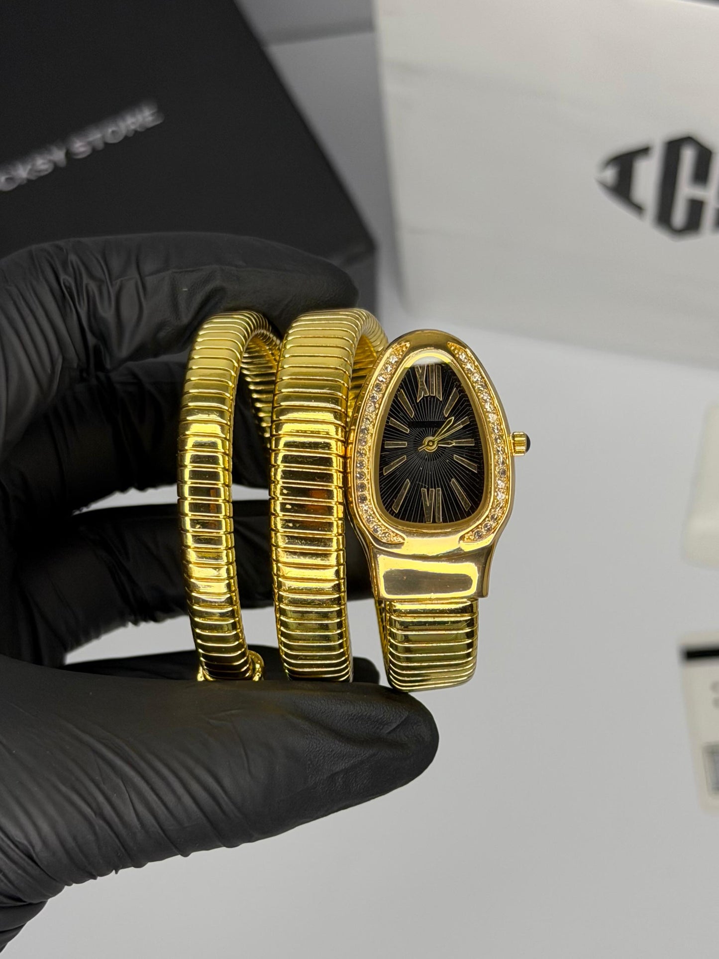 Serpenti Coil Snake Watch — Two-Tone Diamond Bezel Edition