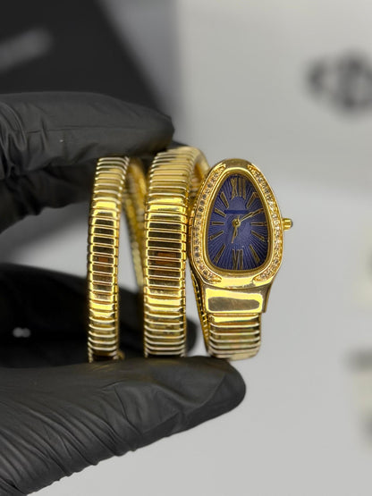 Serpenti Coil Snake Watch — Two-Tone Diamond Bezel Edition